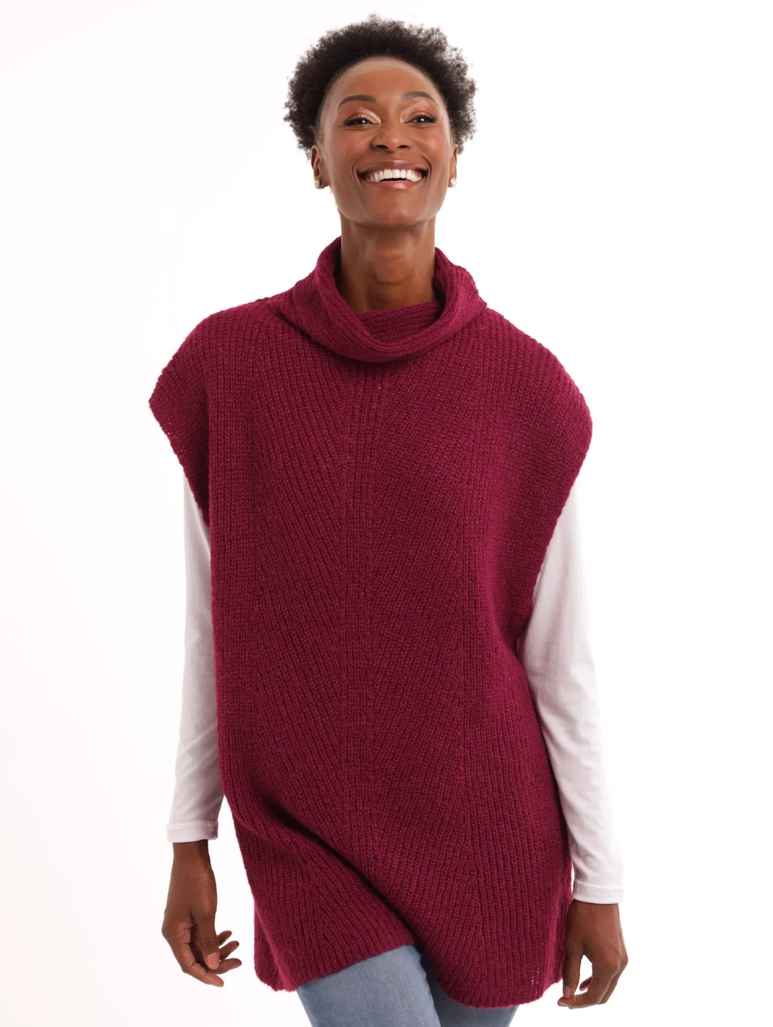 Ladies Cowl Neck Pullover - Wine