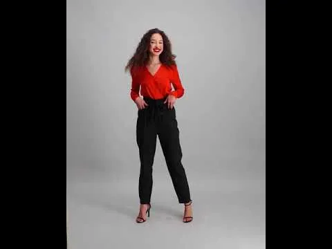 Ladies Paper Bag Pant - Black