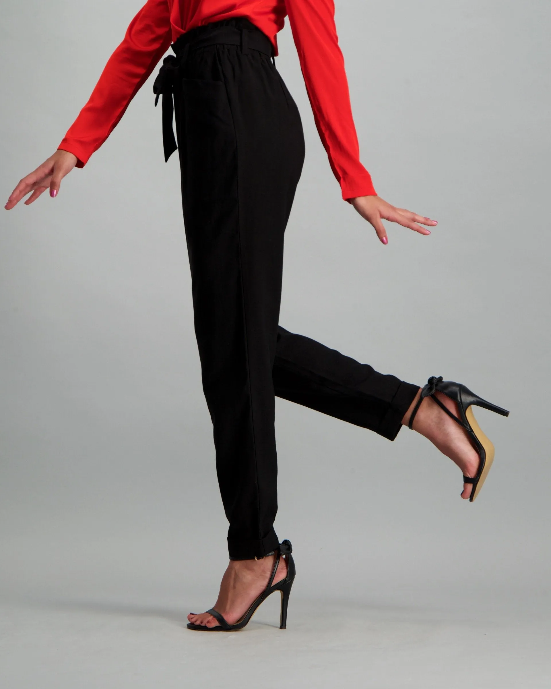 Ladies Paper Bag Pant - Black