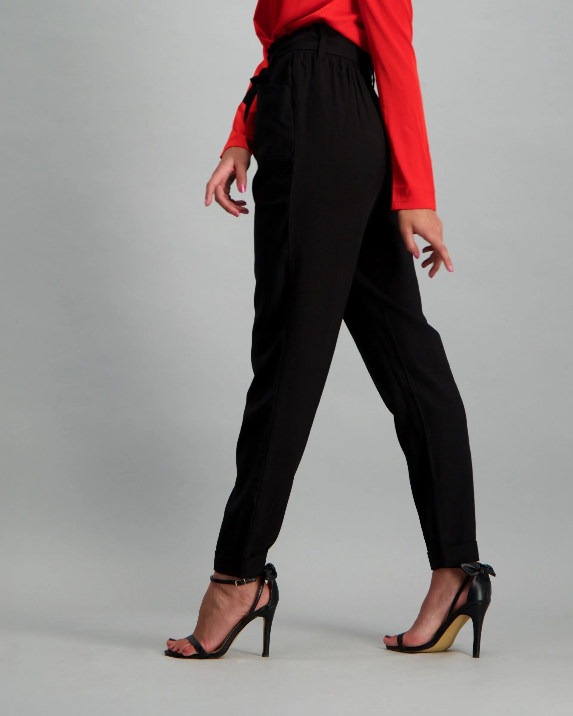 Ladies Paper Bag Pant - Black