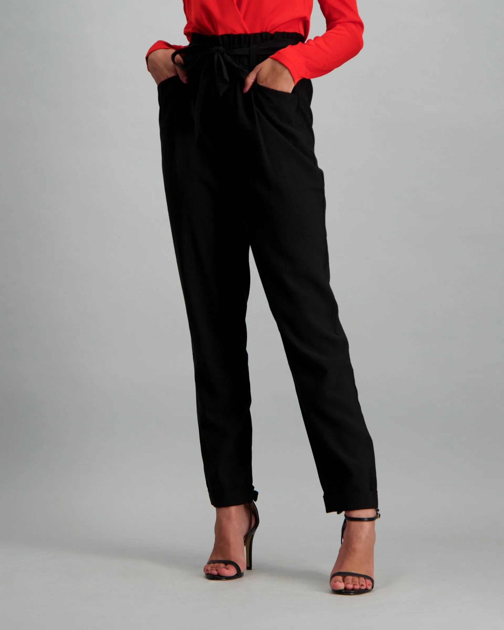 Ladies Paper Bag Pant - Black