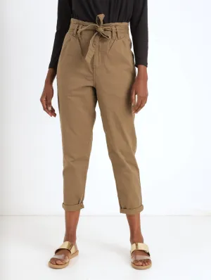 Ladies PaperBag Pleated Front Pant - Camel