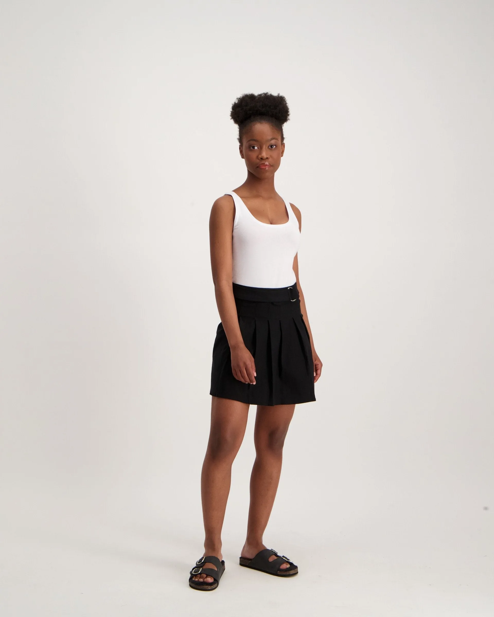 Ladies Pleated Mini Skirt - Black