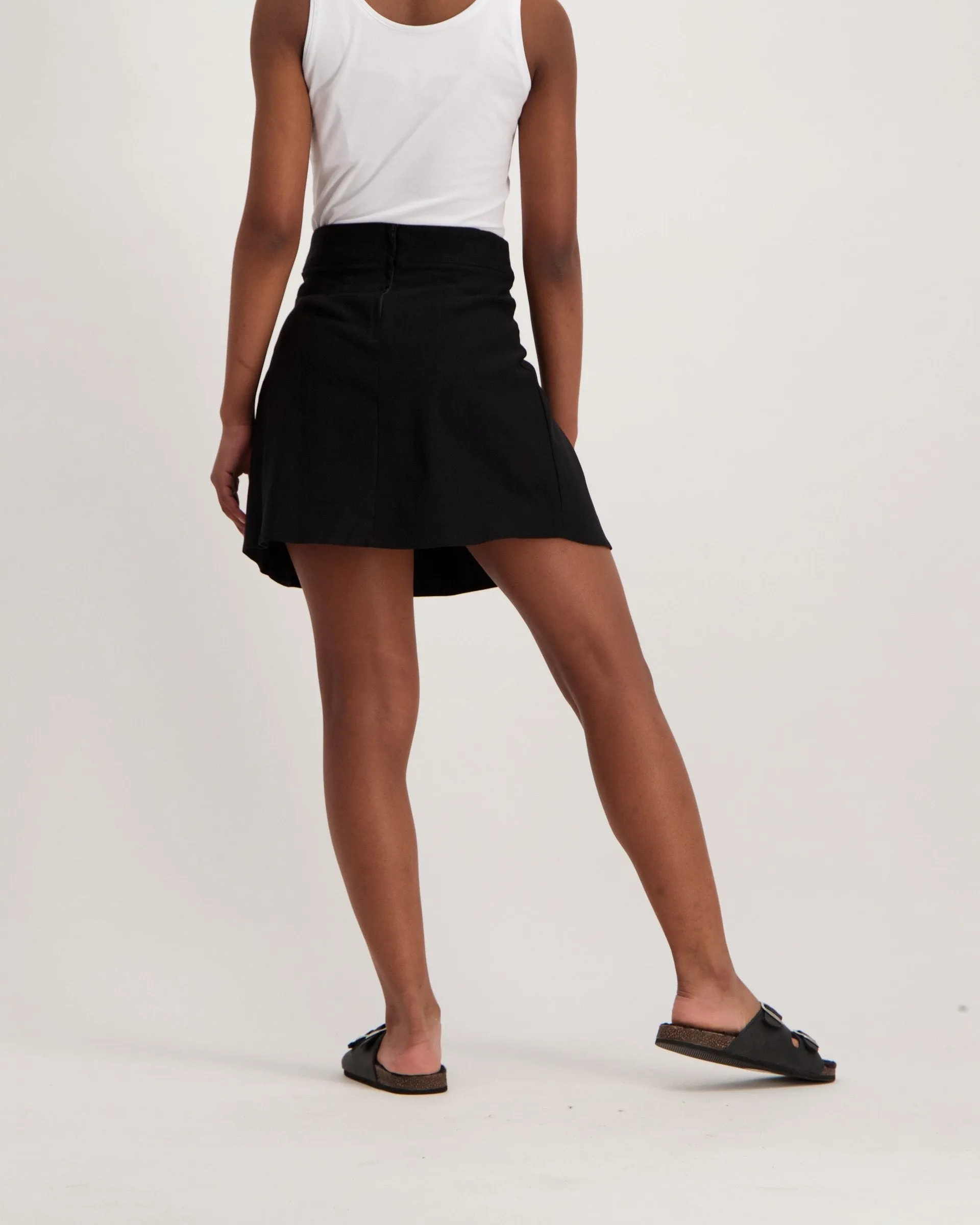Ladies Pleated Mini Skirt - Black