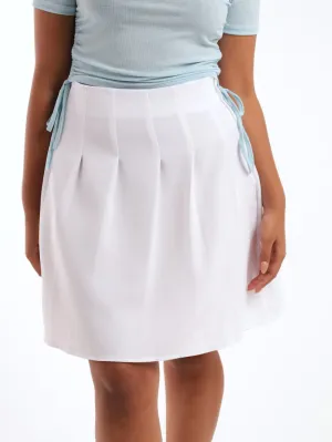 Ladies Pleated Mini Skirt - White