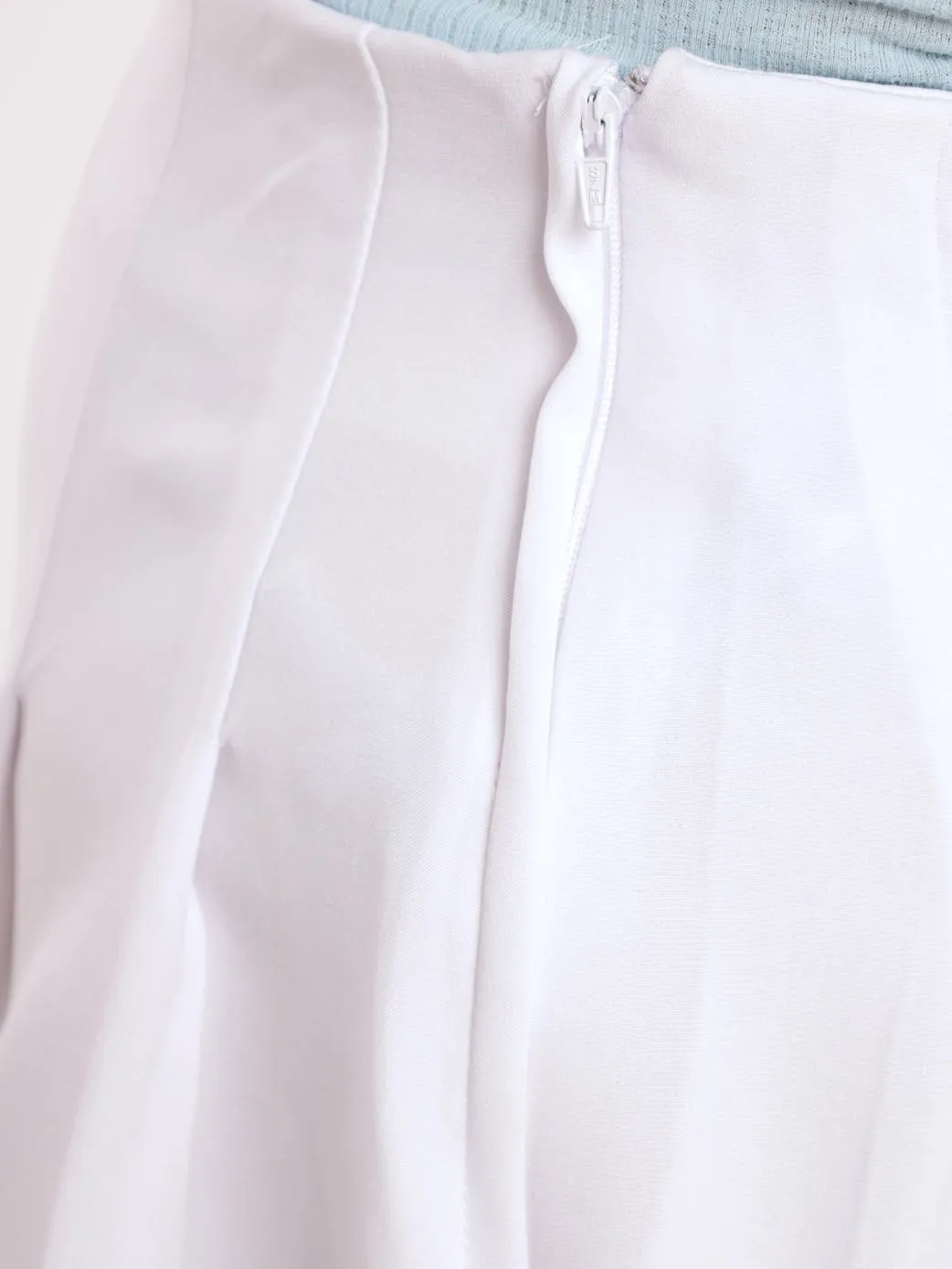 Ladies Pleated Mini Skirt - White