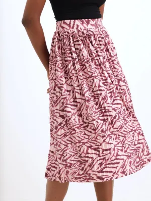 ladies Pleated Zebra Midi Skirt