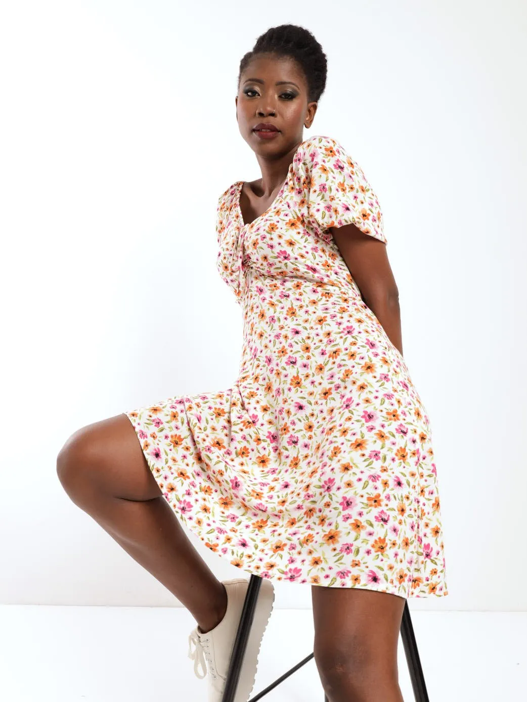Ladies Ruched Tea Dress