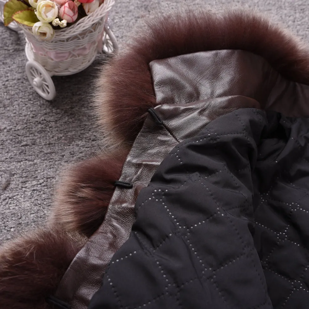 Lady Real Fox Fur Coat Short Jacket Coffee Frosted