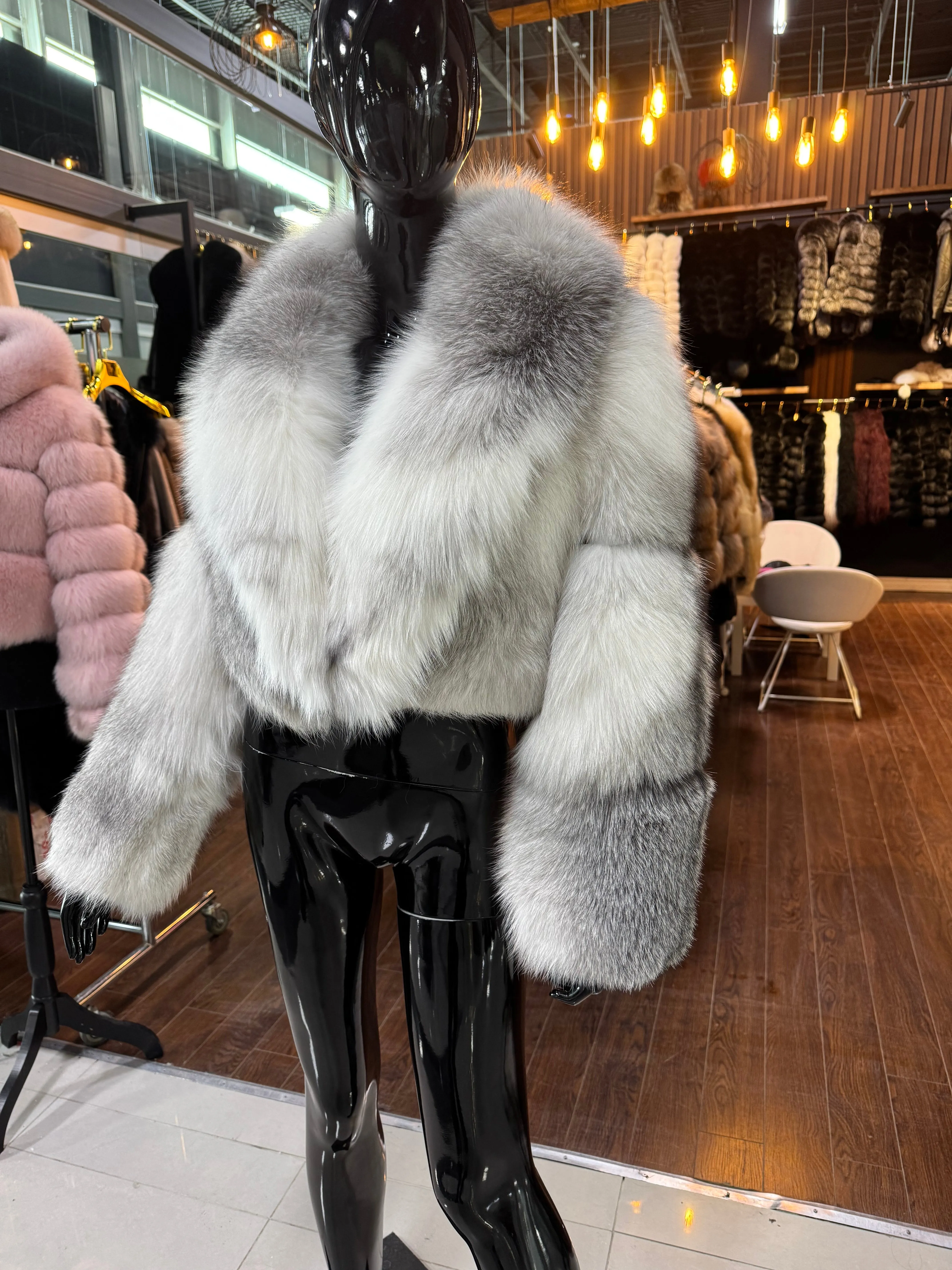Large Collar Fox Fur Coat