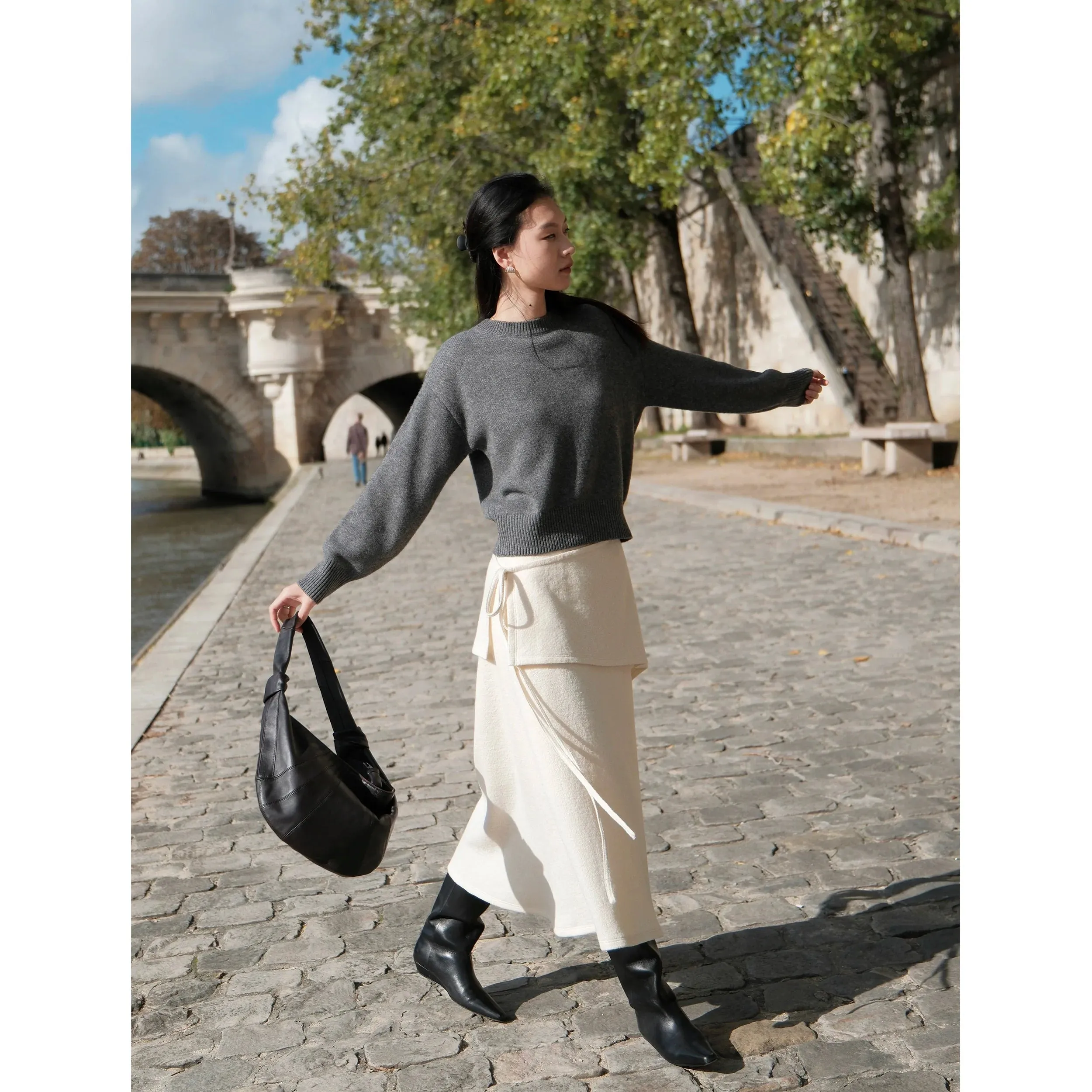 Layered Asymmetrical Wrap Skirt