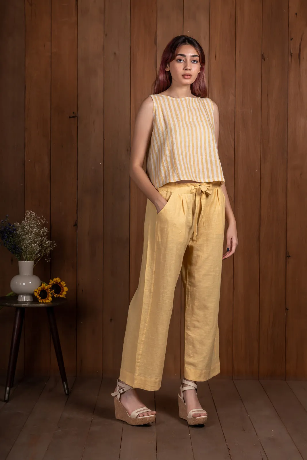 Lemon Paperbag Waist Pants