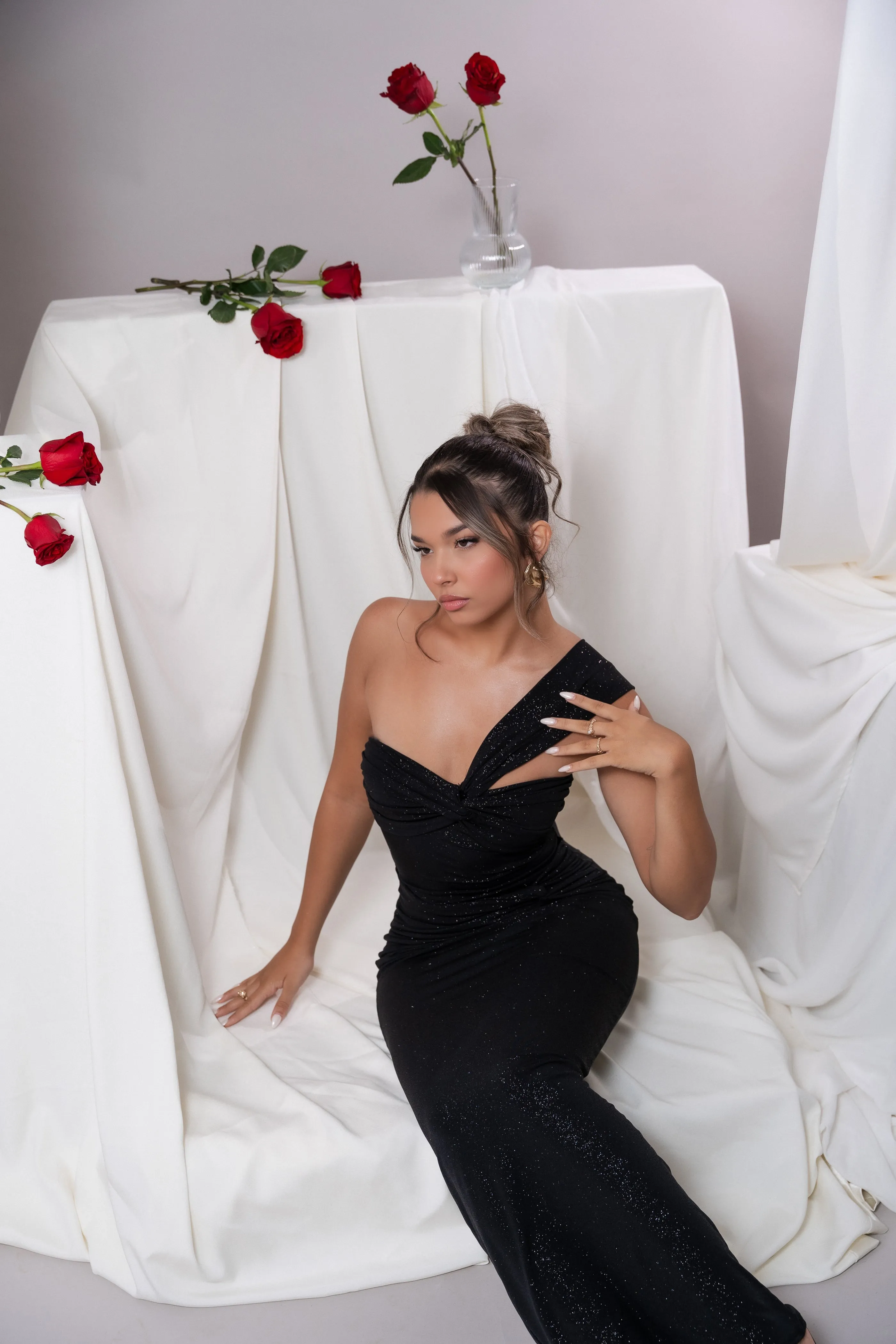 Lesa Black Glitter Dress