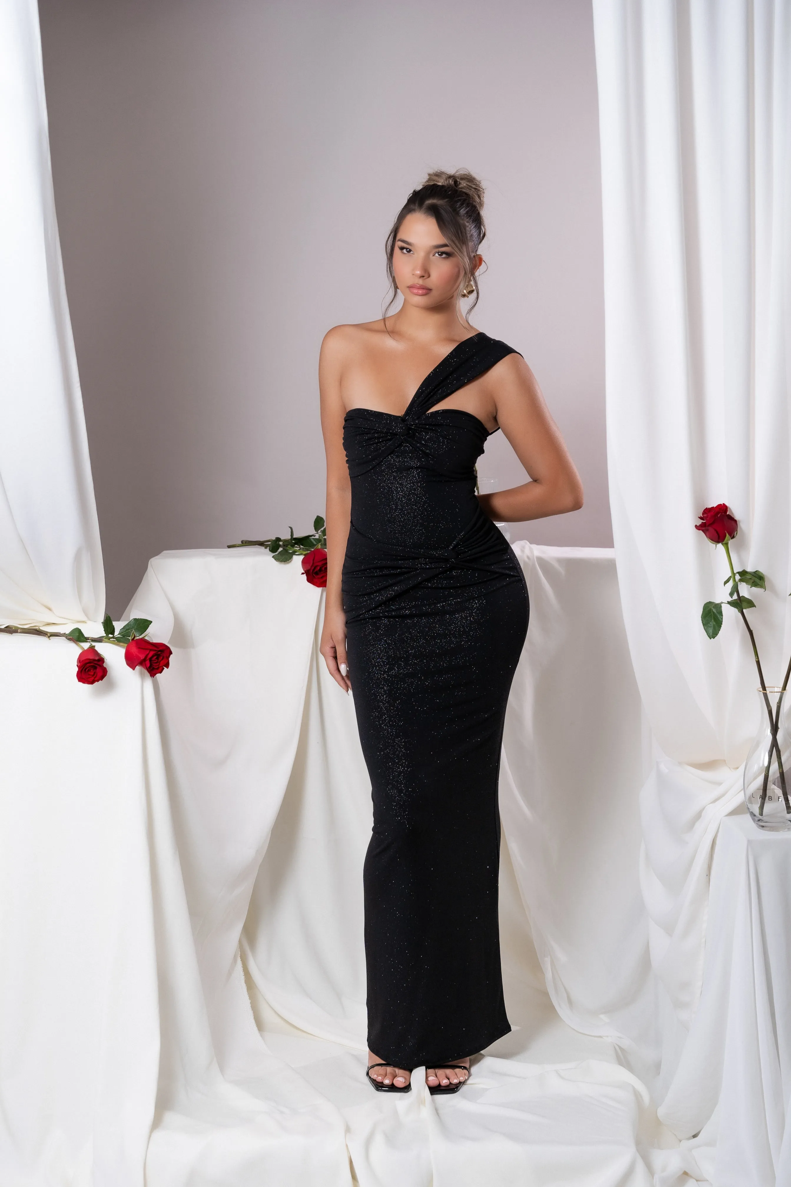 Lesa Black Glitter Dress