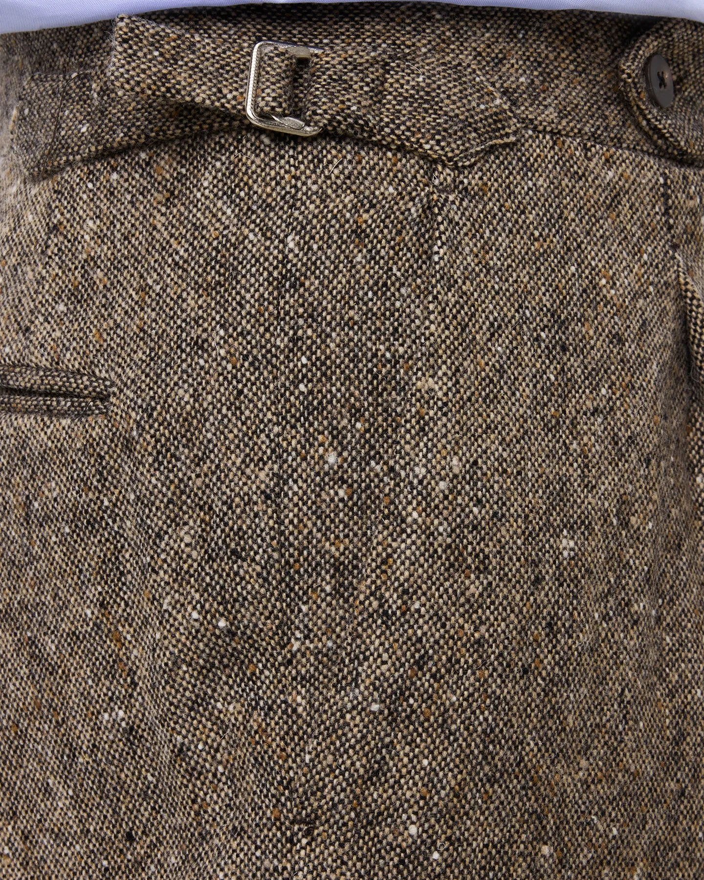 Light Brown Single Pleat Donegal Tweed Trousers