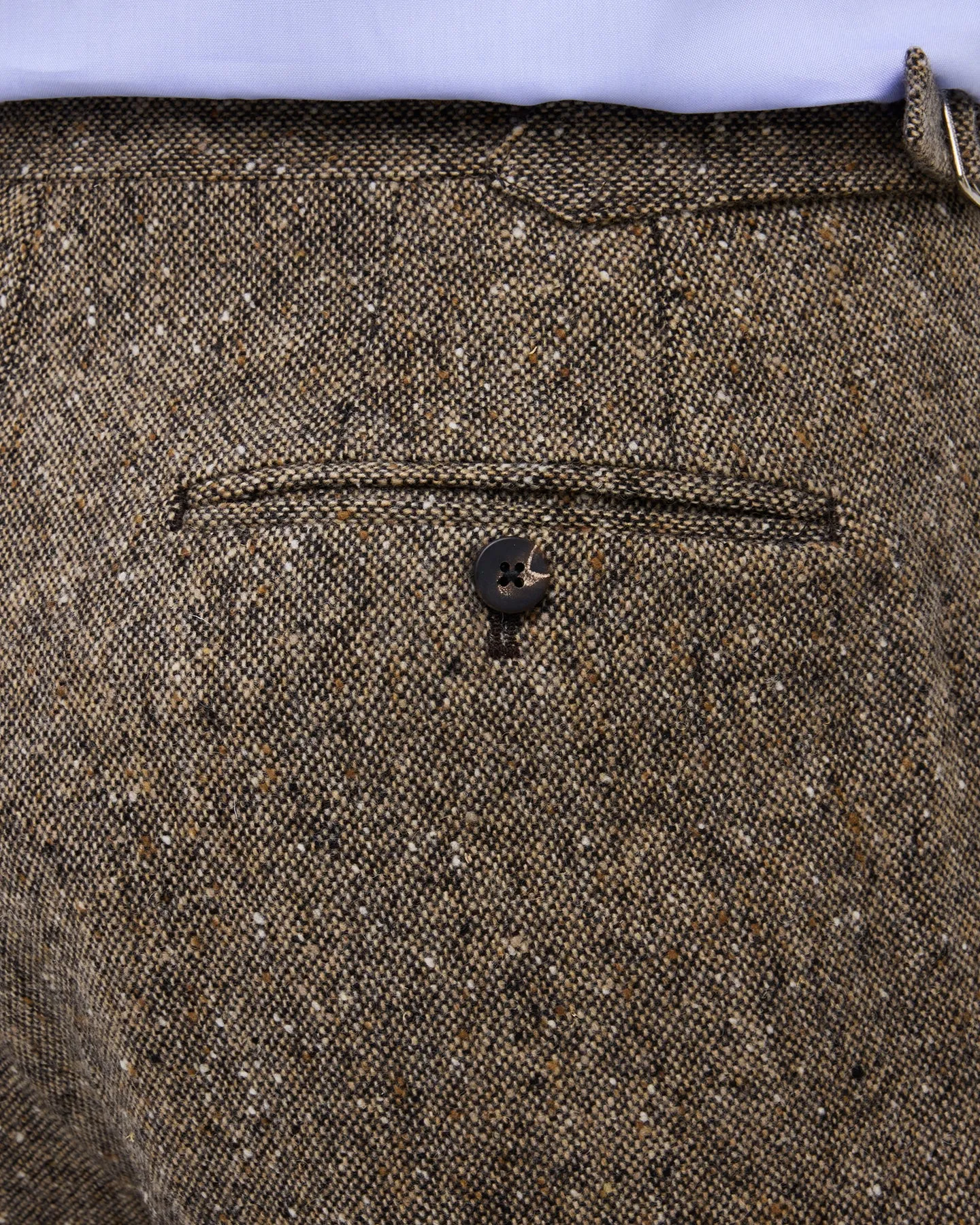Light Brown Single Pleat Donegal Tweed Trousers