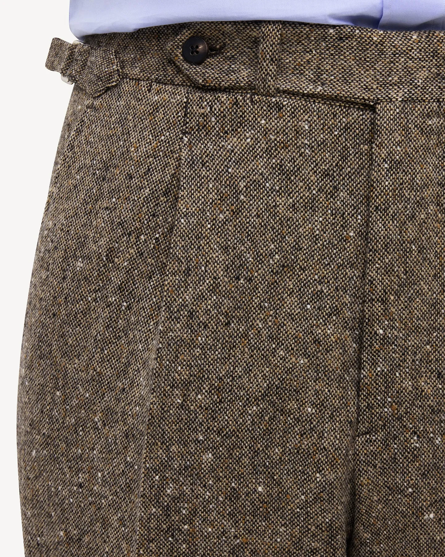 Light Brown Single Pleat Donegal Tweed Trousers