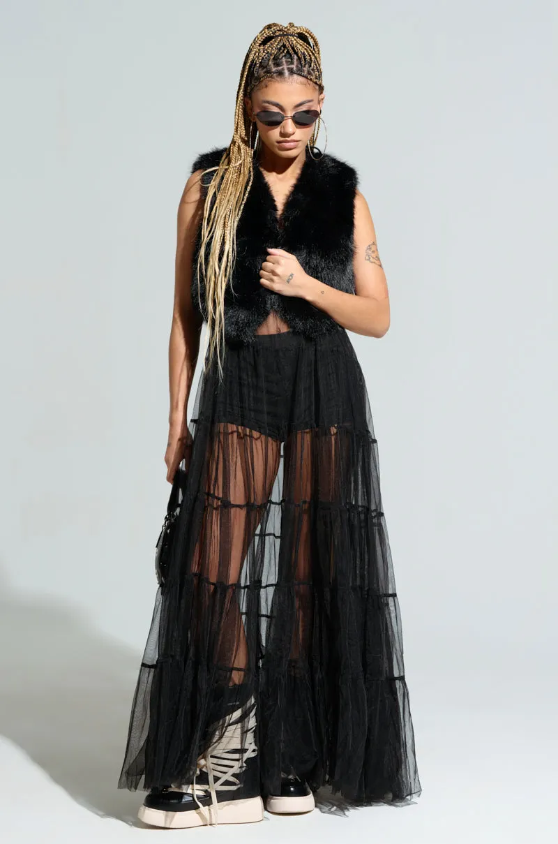 LIGHTS OUT FAUX FUR VEST IN BLACK
