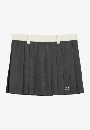 Logo Embroidered Pleated Mini Skirt