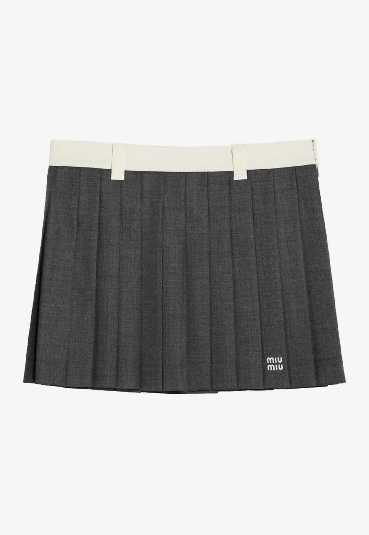 Logo Embroidered Pleated Mini Skirt