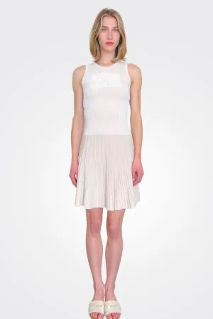 Logo Pleated Knee Length Skirt - Pale
