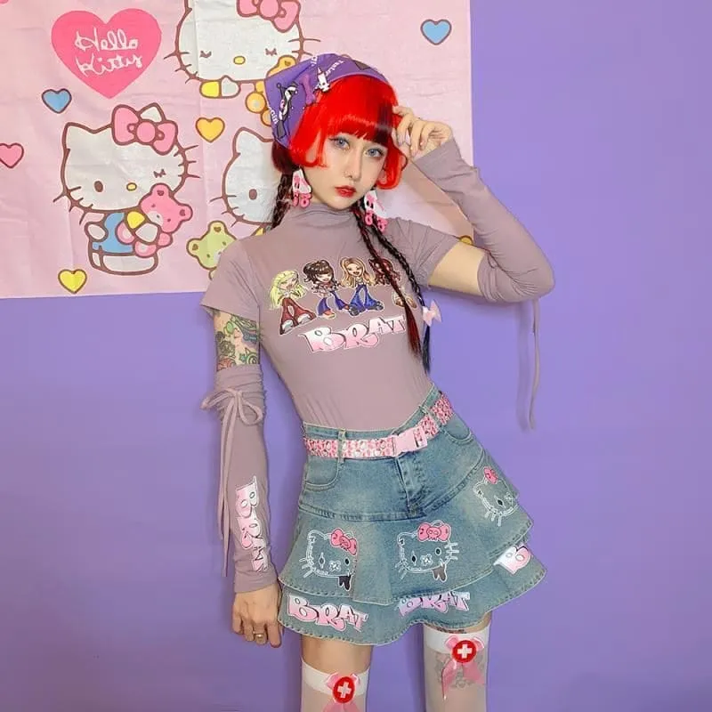 Lolita Denim Mini Pleated Skirt