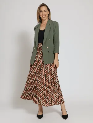 Long Sleeve Turn Up Sleeve Blazer - Fatigue