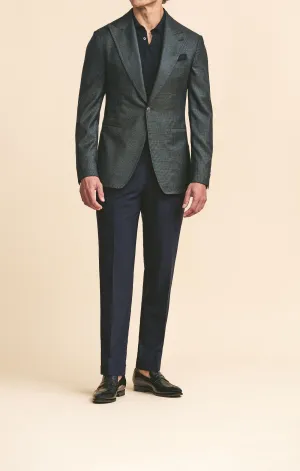 Loro Piana AUSTRALIS Navy Green S150 Wool with Micro Design