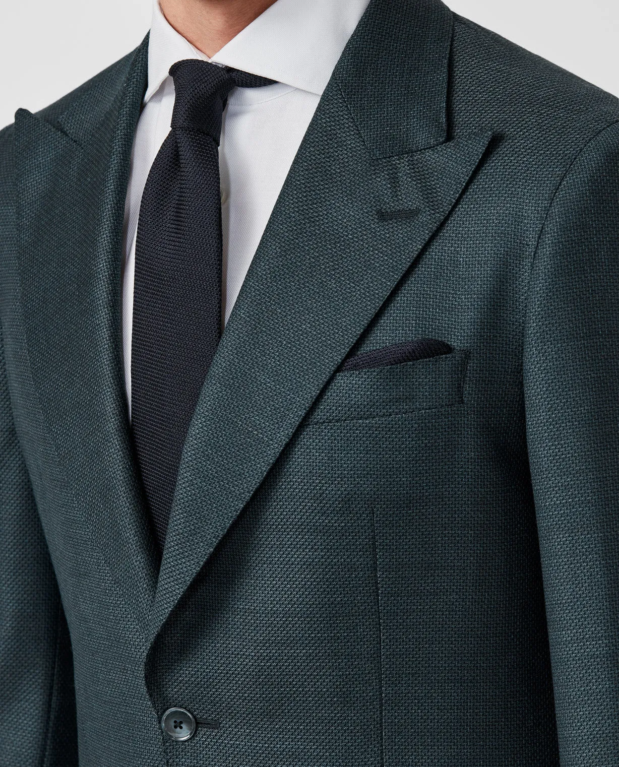 Loro Piana AUSTRALIS Navy Green S150 Wool with Micro Design