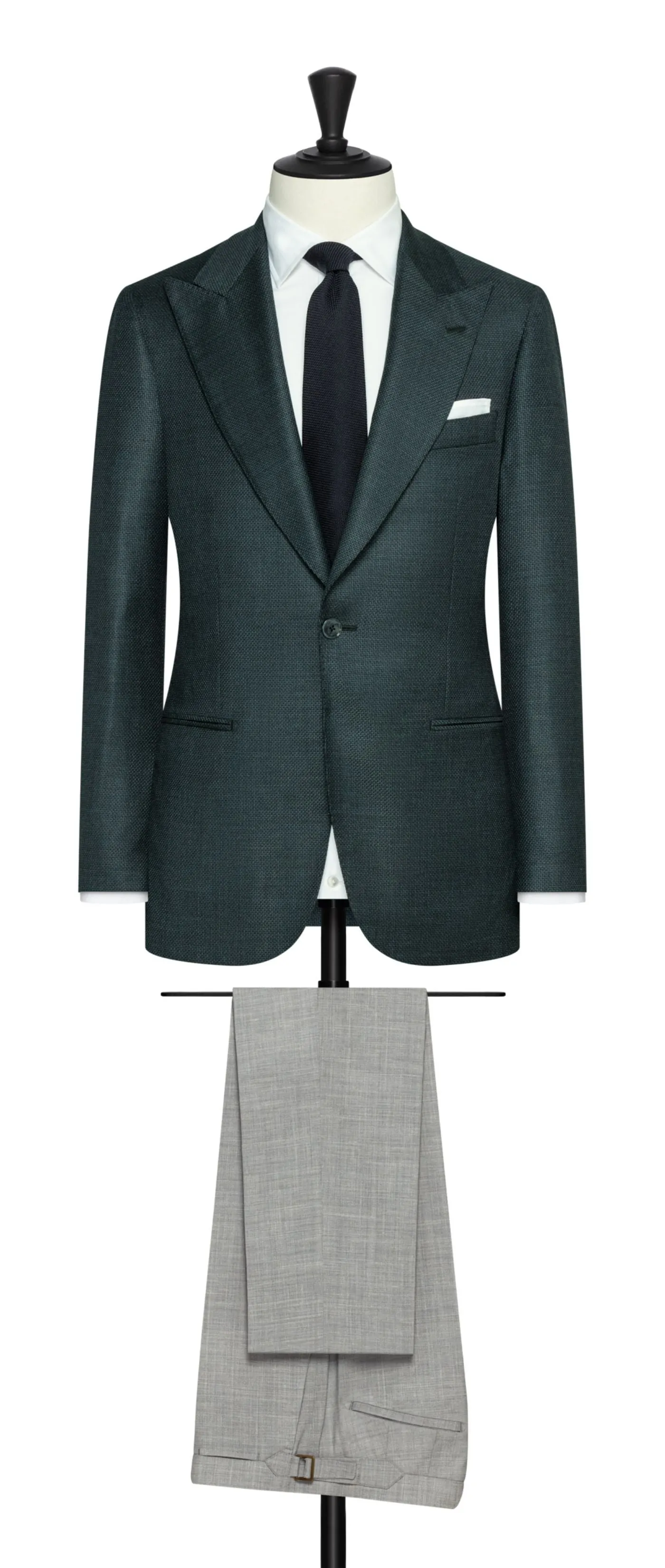 Loro Piana AUSTRALIS Navy Green S150 Wool with Micro Design
