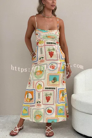 Love Is A Gamble Unique Print Pleated Bust Pocket Slip Maxi Dress