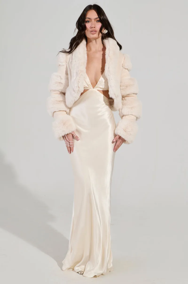 LOVERBOY FAUX FUR MOTO IN IVORY SUEDE