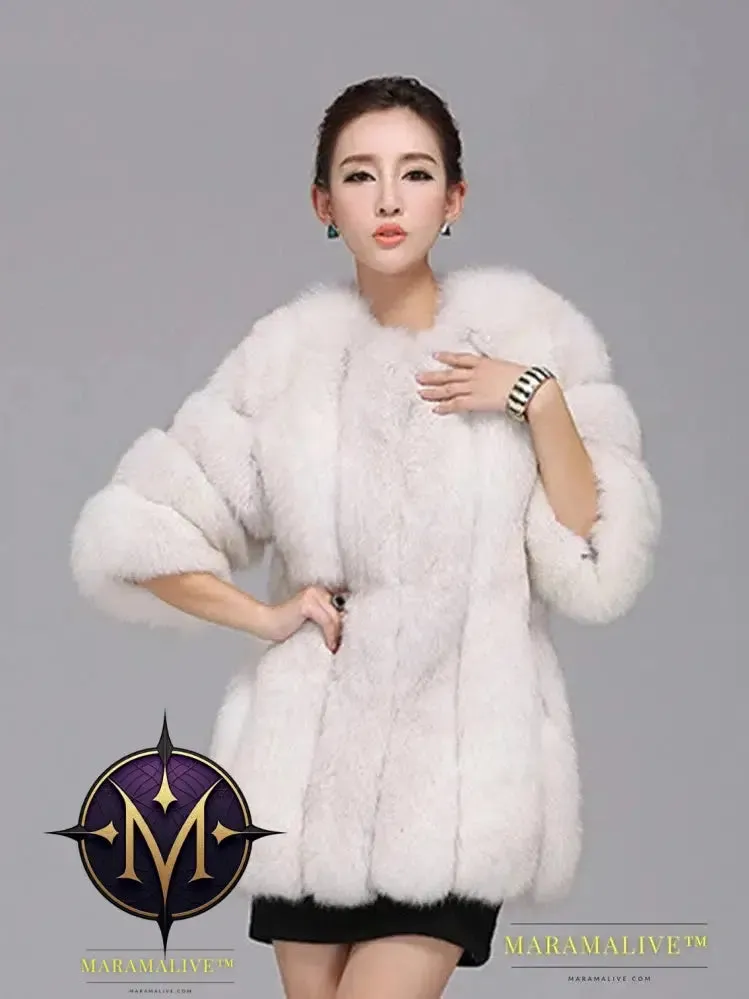 Luxury Faux Fox Fur Coat Slim Long Pink Red Blue Faux Fur Jacket Women Fake Fur Coats Manteau Fourrure