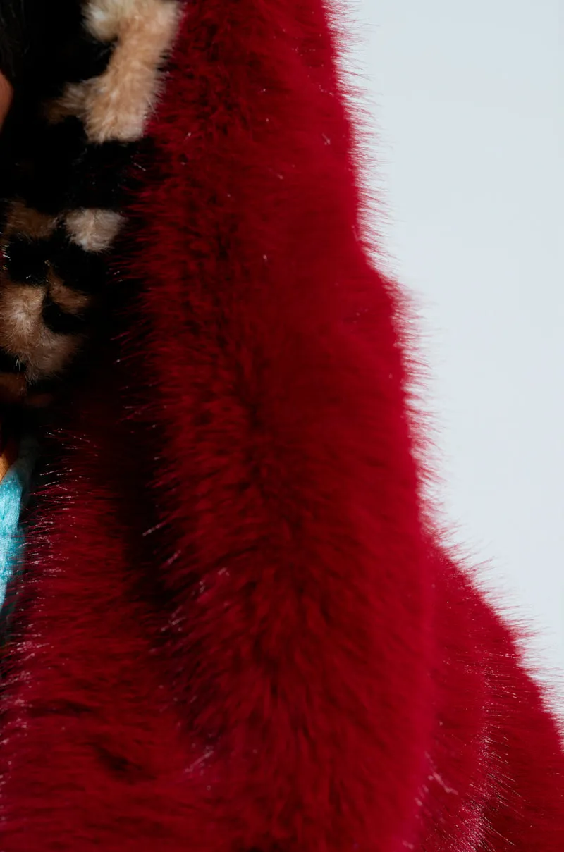 MANCHESTER HOODED FAUX FUR IN WINE