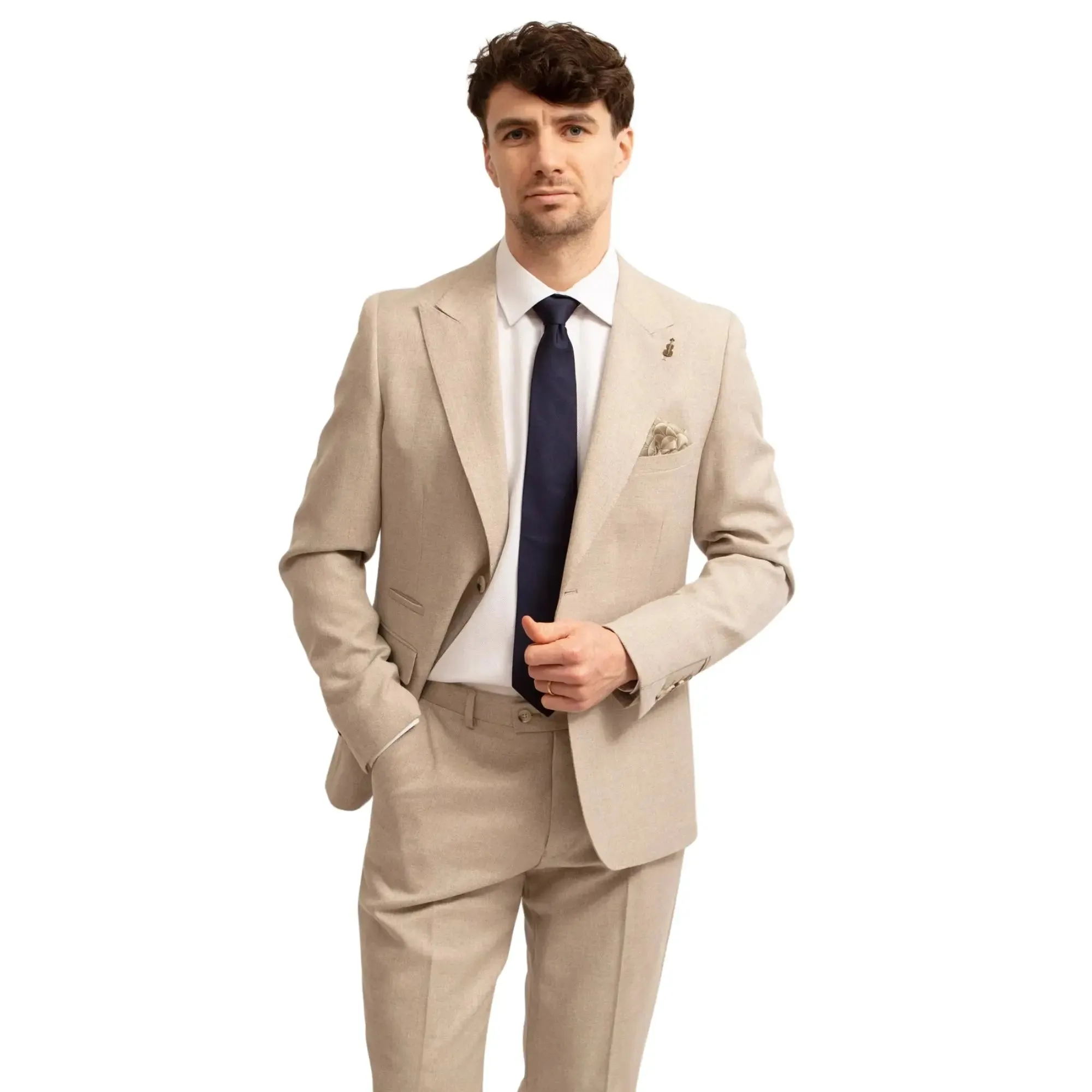 Mario Peak Lapel Suit Jacket - Oatmeal
