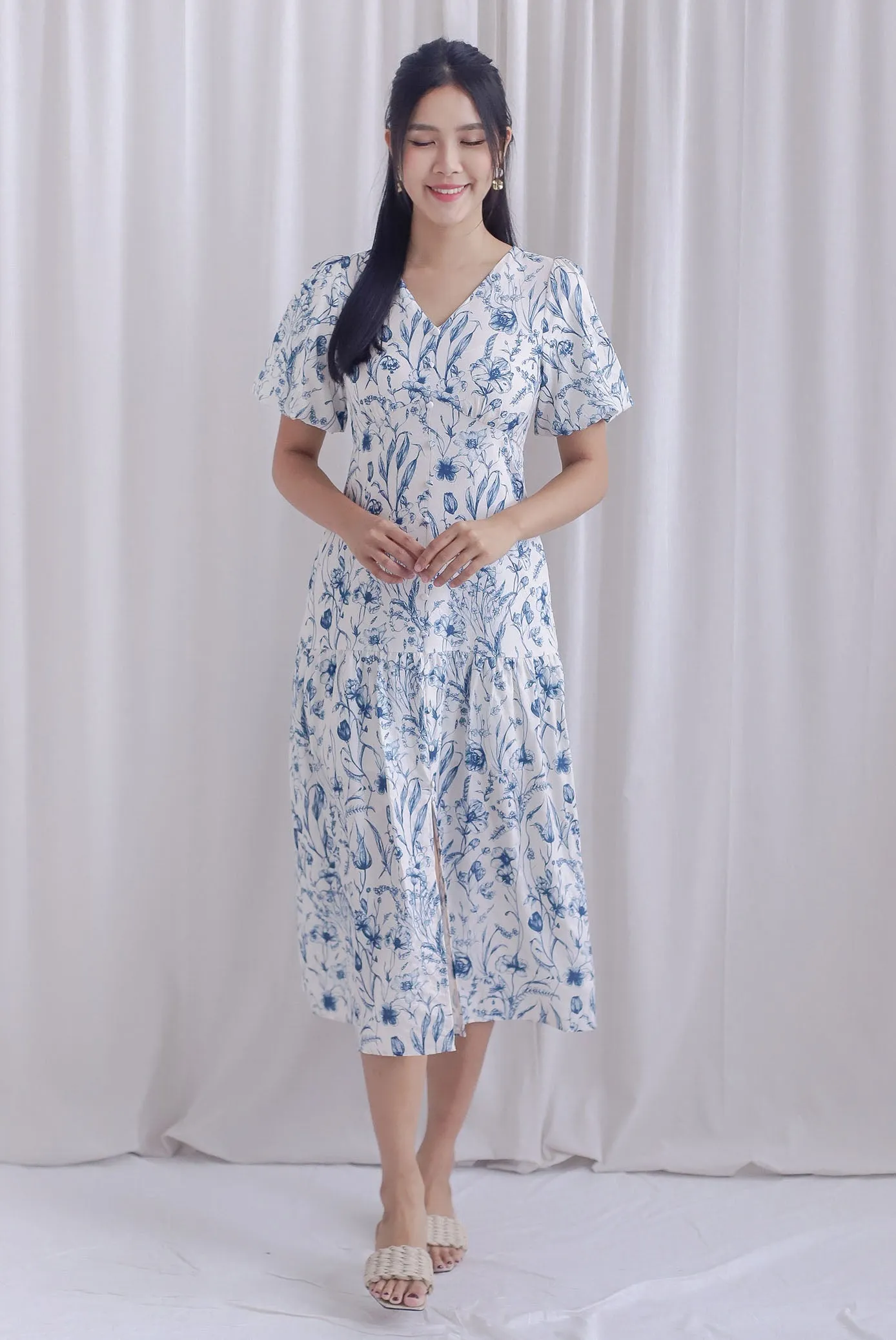 Marney Slit Mermaid Maxi Dress In Blue