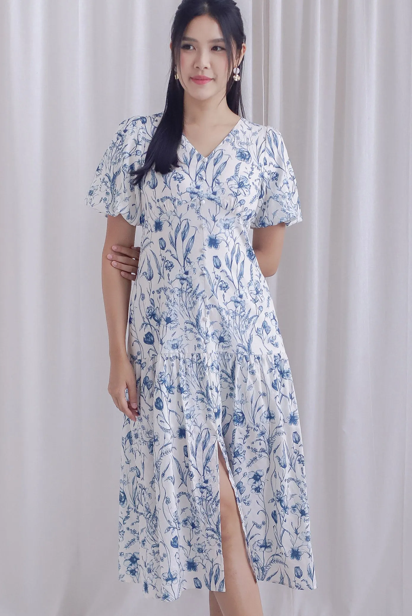 Marney Slit Mermaid Maxi Dress In Blue