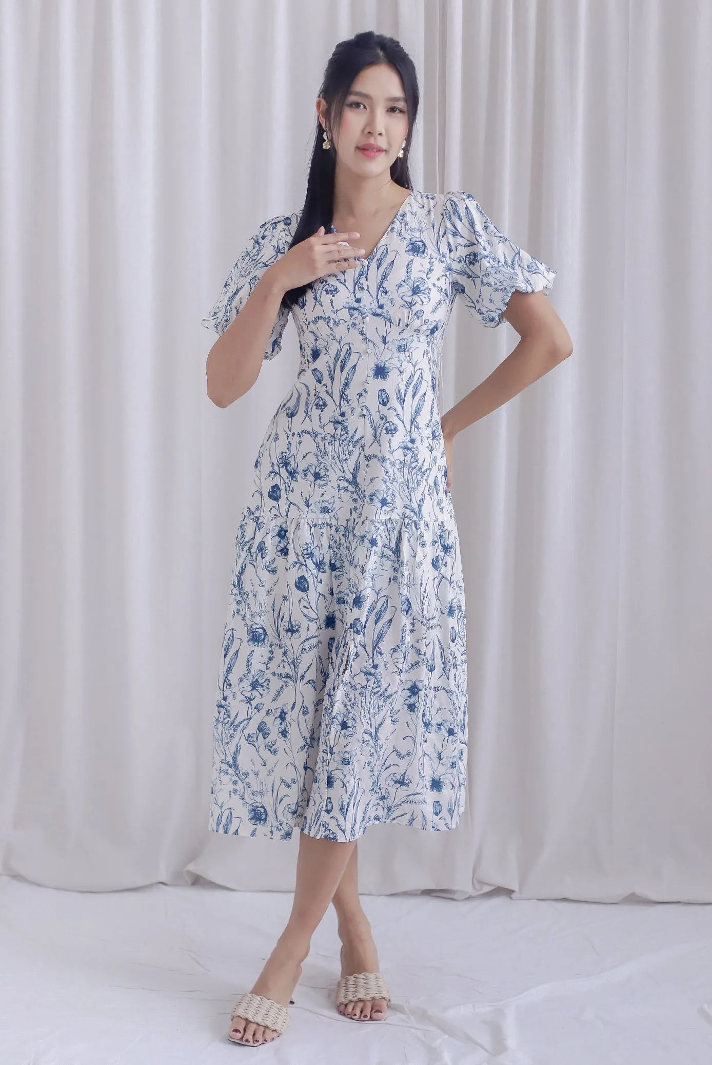 Marney Slit Mermaid Maxi Dress In Blue