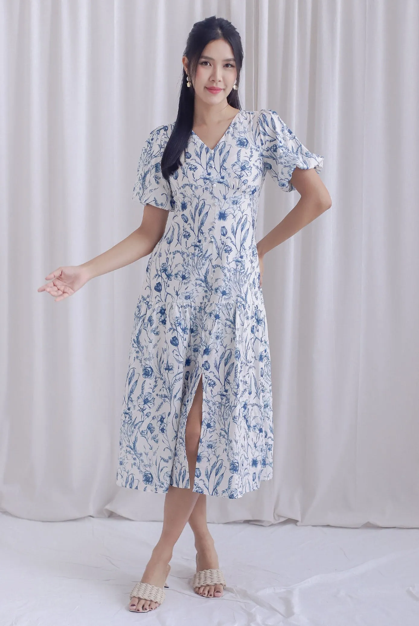 Marney Slit Mermaid Maxi Dress In Blue