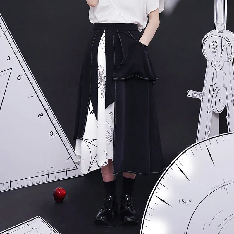 Mathematical theorems and asymmetrical skirts of figures