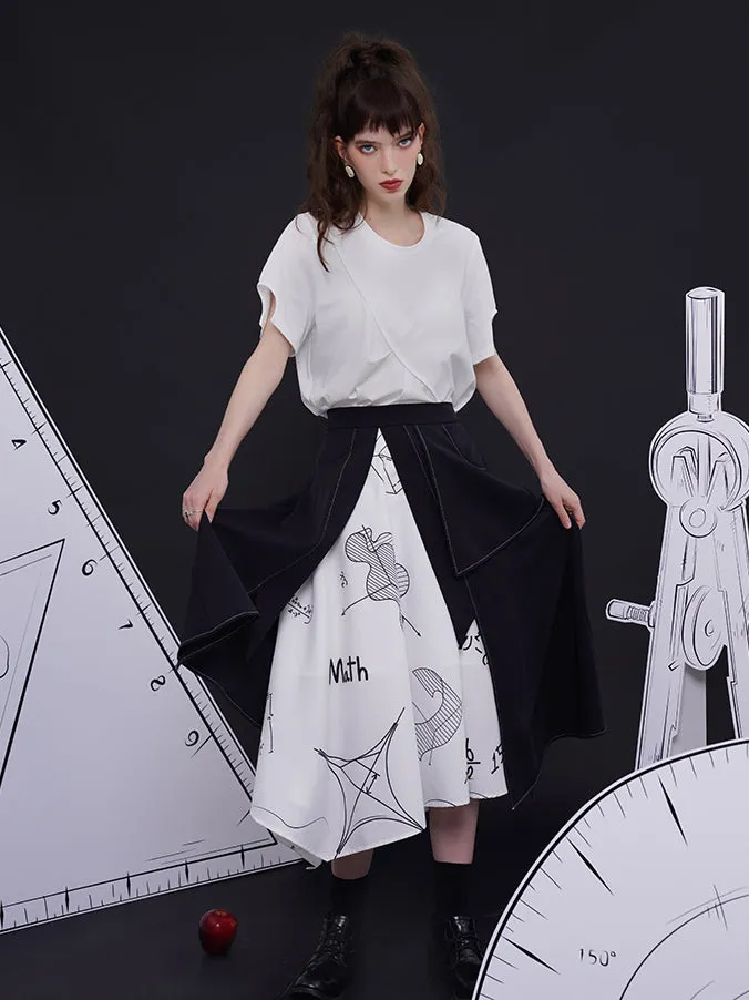 Mathematical theorems and asymmetrical skirts of figures