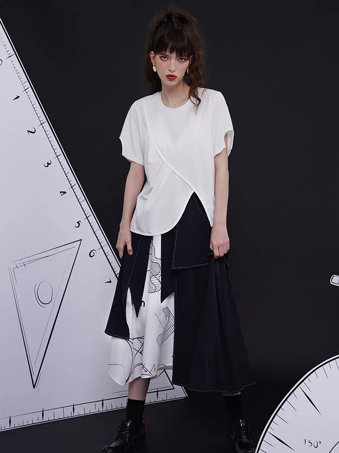 Mathematical theorems and asymmetrical skirts of figures