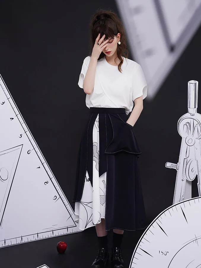 Mathematical theorems and asymmetrical skirts of figures