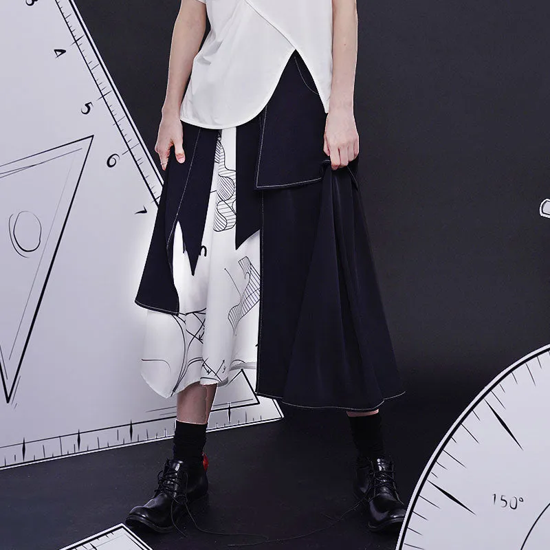 Mathematical theorems and asymmetrical skirts of figures