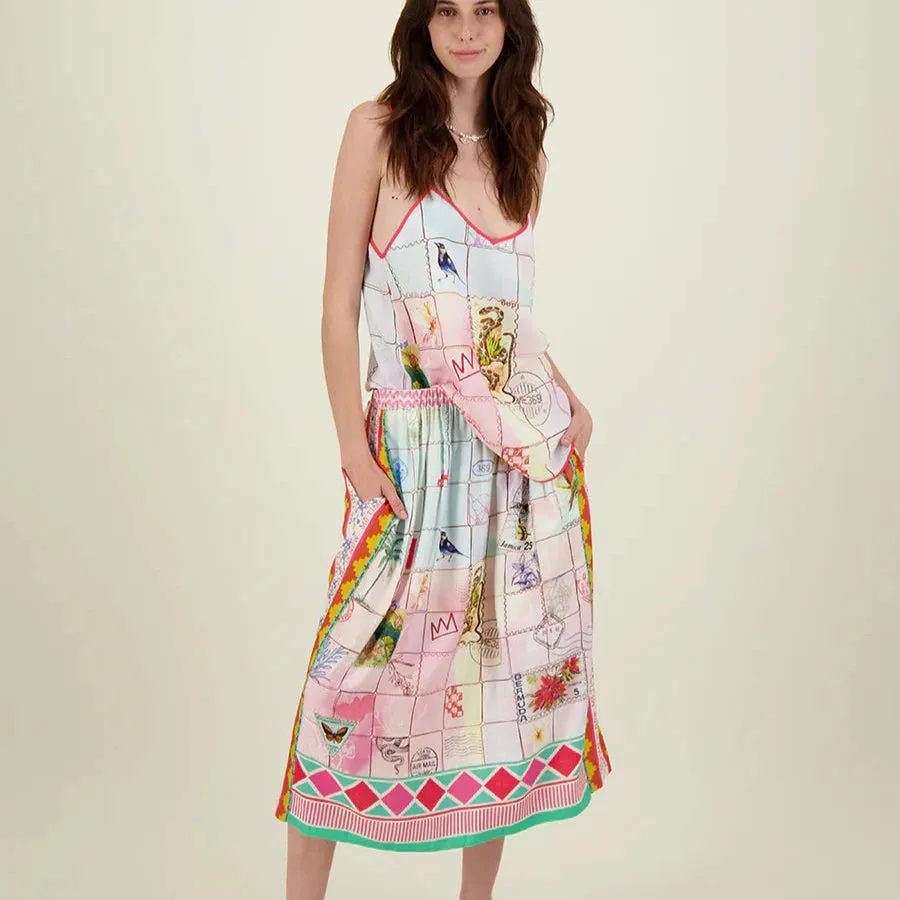 ME369 Vanessa Heritage Printed Midi Skirt