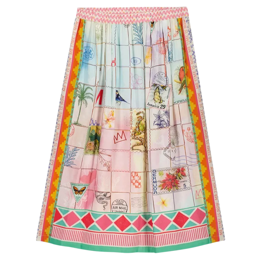 ME369 Vanessa Heritage Printed Midi Skirt