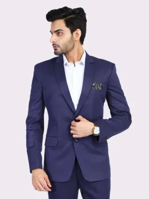 Men Blue Slim Fit Blazer With Hanky