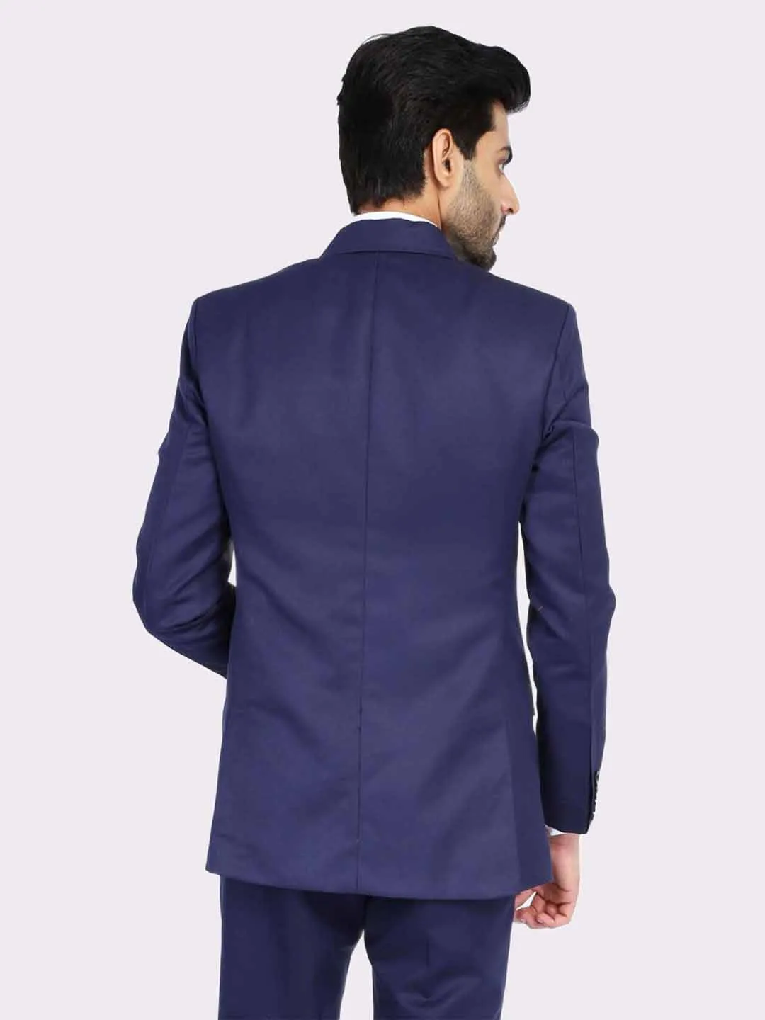 Men Blue Slim Fit Blazer With Hanky