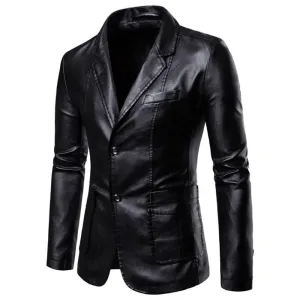 Men Business PU Blazers Jacket