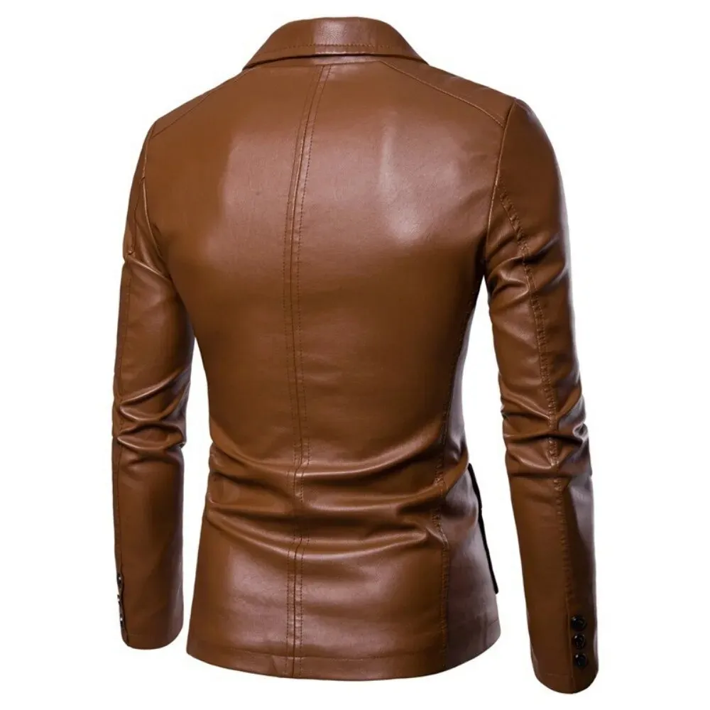 Men Business PU Blazers Jacket